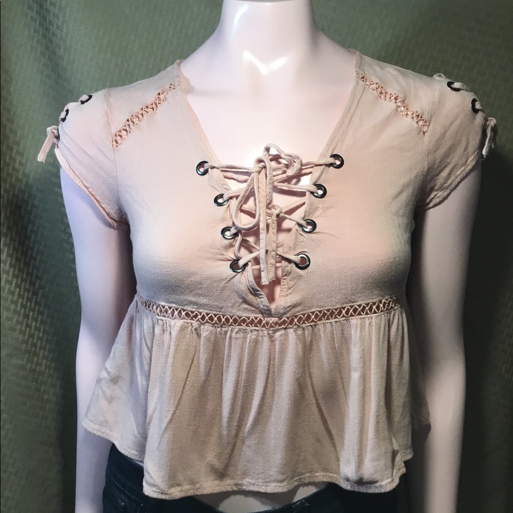 Cloud Chaser Sz Small Pink Crop Top Shirt